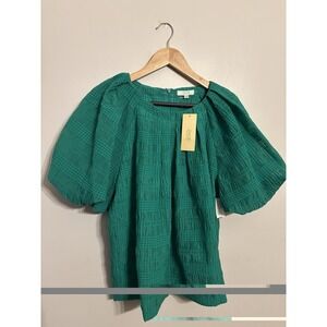 Jade Melody Tam Women's Green Puff Sleeve Blouse Size Medium New $130